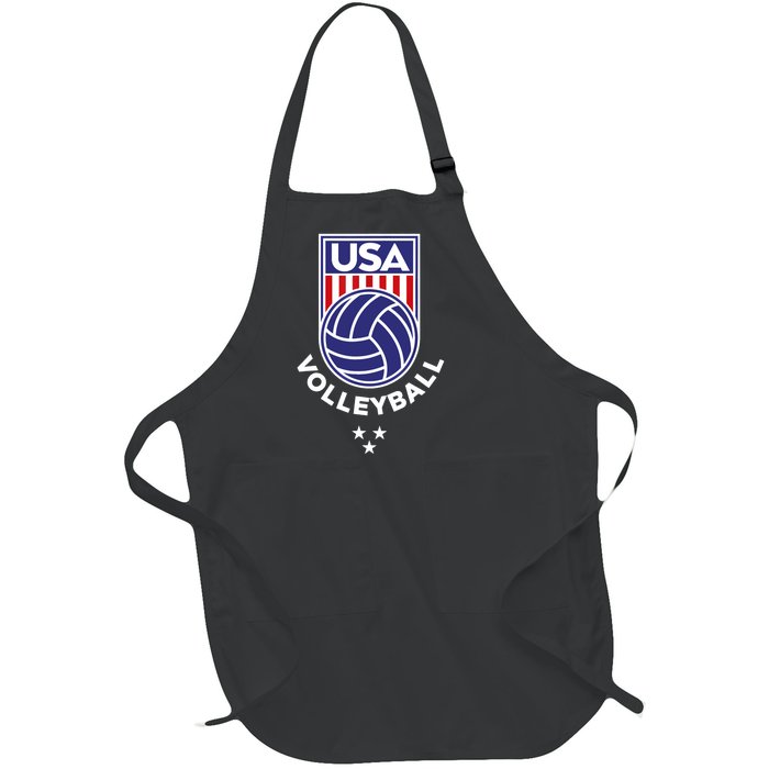 Volleyball USA Support The Team Shirt USA Flag Beach TShirt Full-Length Apron With Pockets