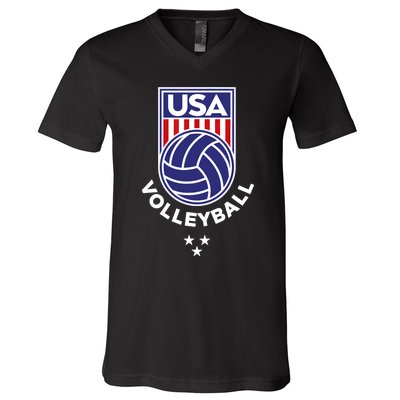 Volleyball USA Support The Team Shirt USA Flag Beach TShirt V-Neck T-Shirt