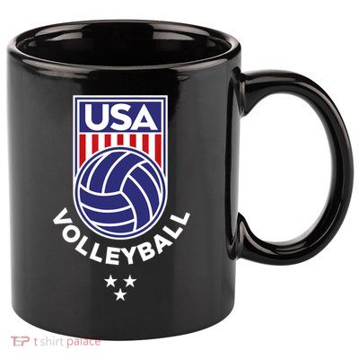 Volleyball USA Support The Team Shirt USA Flag Beach TShirt 11oz C Handle Ceramic Mug