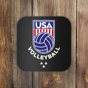 Volleyball USA Support The Team Shirt USA Flag Beach TShirt Coaster