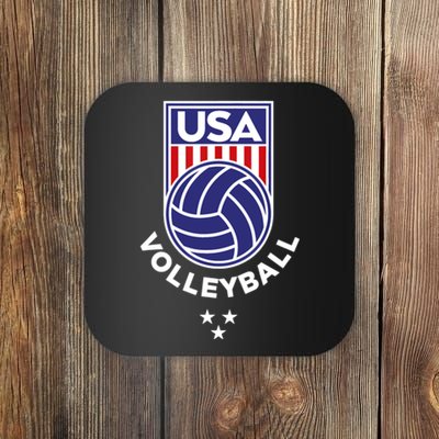 Volleyball USA Support The Team Shirt USA Flag Beach TShirt Coaster