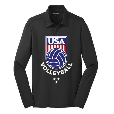 Volleyball USA Support The Team Shirt USA Flag Beach TShirt Silk Touch Performance Long Sleeve Polo