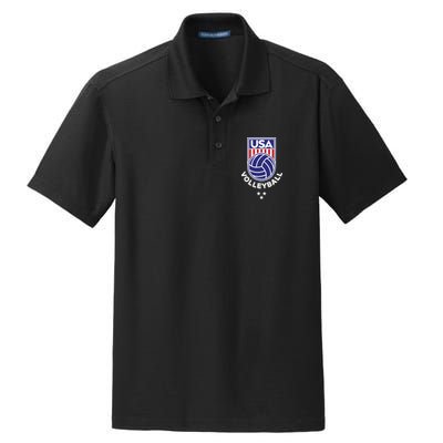 Volleyball USA Support The Team Shirt USA Flag Beach TShirt Dry Zone Grid Polo