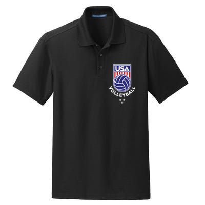 Volleyball USA Support The Team Shirt USA Flag Beach TShirt Dry Zone Grid Polo