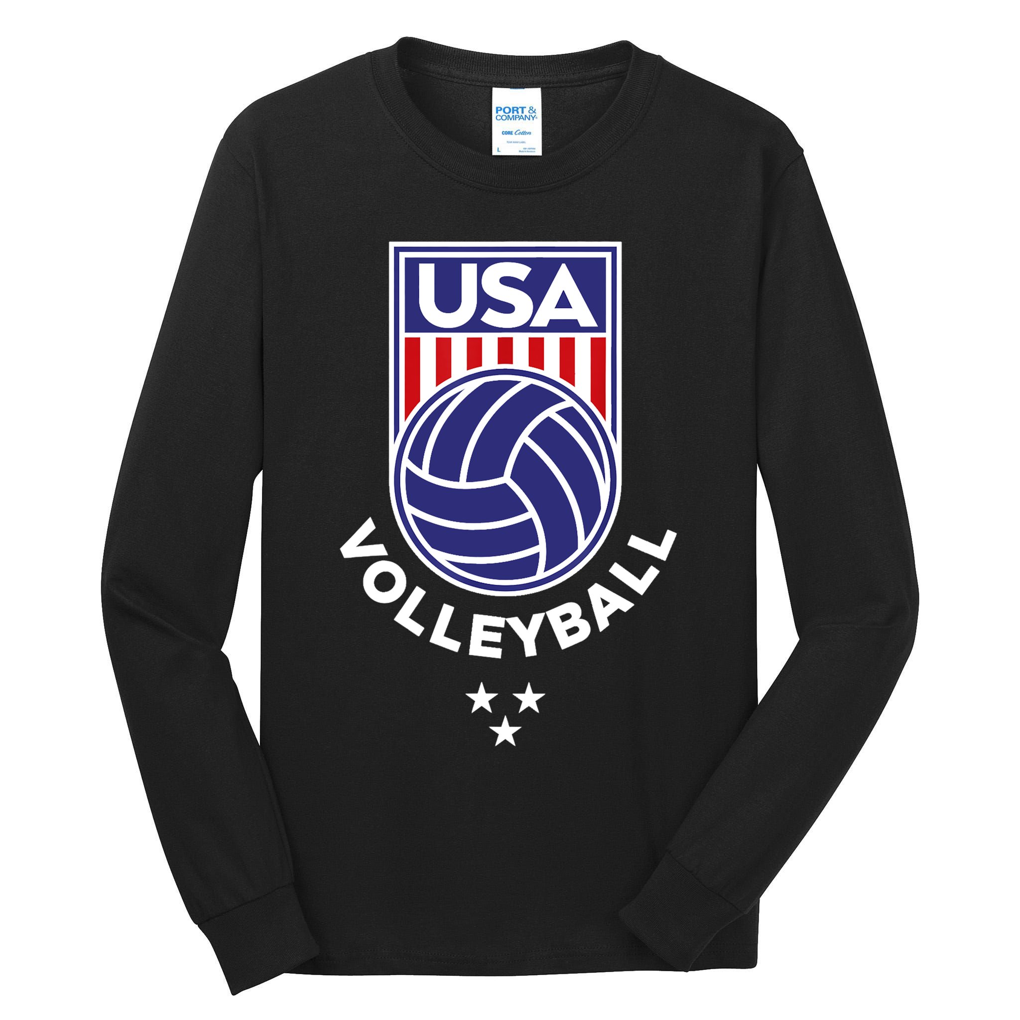 Volleyball USA Support The Team Shirt USA Flag Beach TShirt Tall Long Sleeve T-Shirt