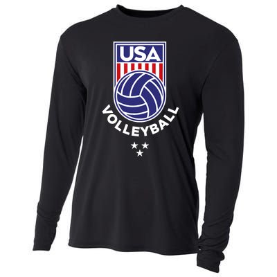 Volleyball USA Support The Team Shirt USA Flag Beach TShirt Cooling Performance Long Sleeve Crew