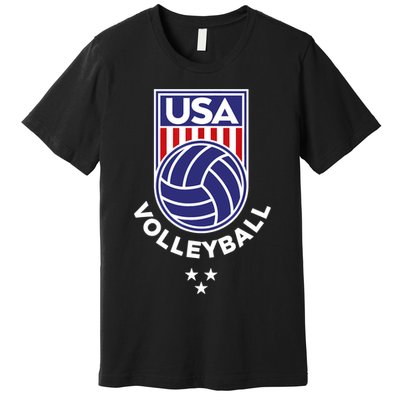 Volleyball USA Support The Team Shirt USA Flag Beach TShirt Premium T-Shirt