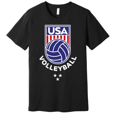 Volleyball USA Support The Team Shirt USA Flag Beach TShirt Premium T-Shirt