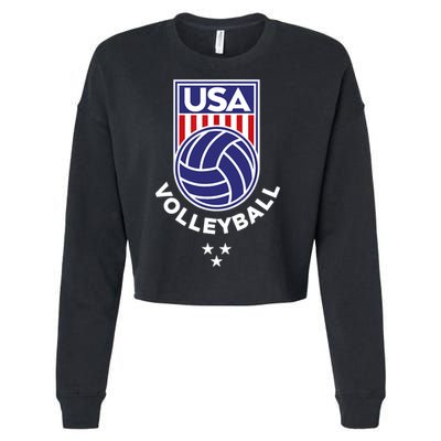 Volleyball USA Support The Team Shirt USA Flag Beach TShirt Cropped Pullover Crew