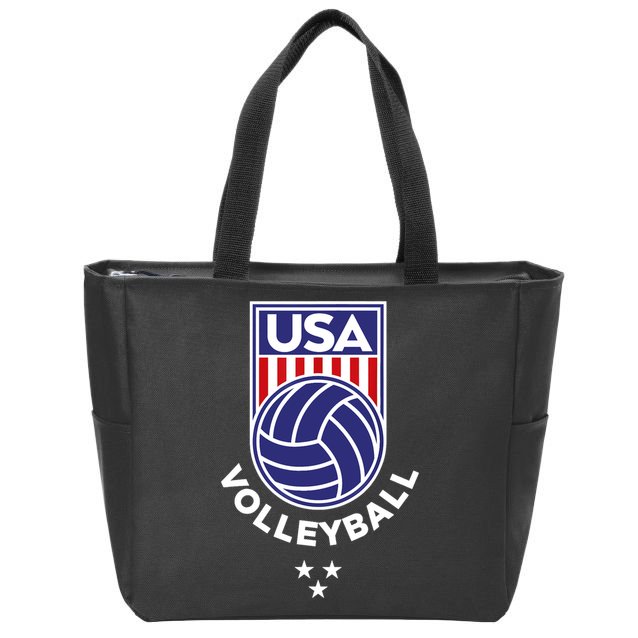 Volleyball USA Support The Team Shirt USA Flag Beach TShirt Zip Tote Bag