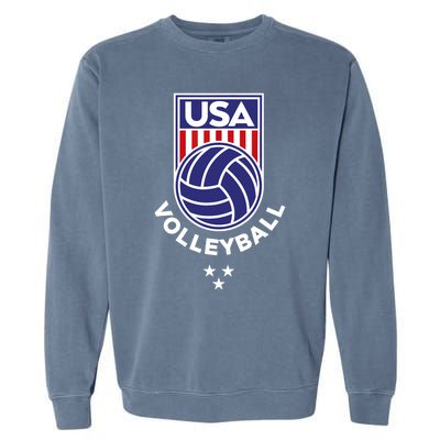 Volleyball USA Support The Team Shirt USA Flag Beach TShirt Garment-Dyed Sweatshirt