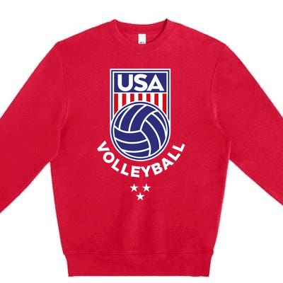 Volleyball USA Support The Team Shirt USA Flag Beach TShirt Premium Crewneck Sweatshirt