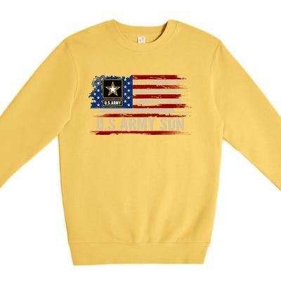 Vintage U S Army Son With American Flag Veteran Gift Premium Crewneck Sweatshirt