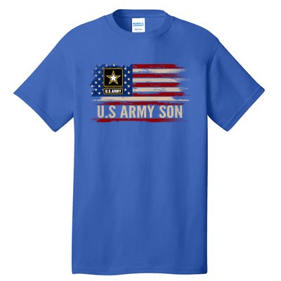 Vintage U S Army Son With American Flag Veteran Gift Tall T-Shirt