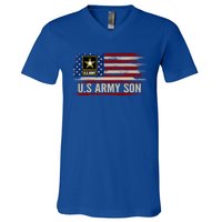 Vintage U S Army Son With American Flag Veteran Gift V-Neck T-Shirt