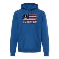 Vintage U S Army Son With American Flag Veteran Gift Premium Hoodie