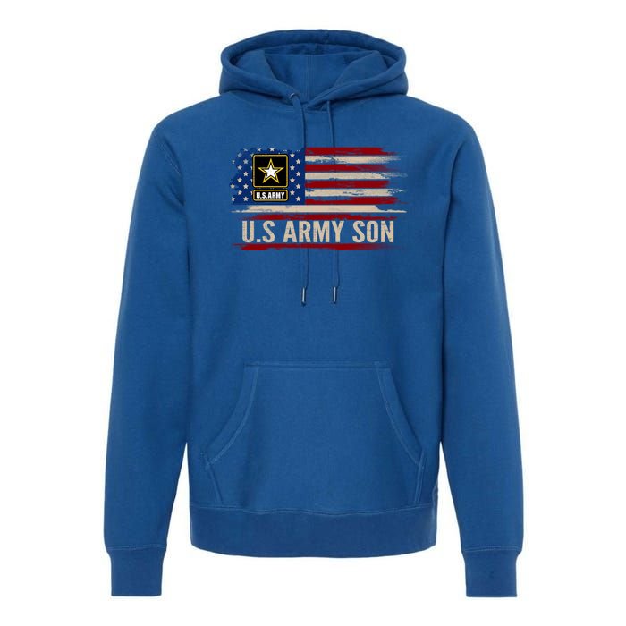 Vintage U S Army Son With American Flag Veteran Gift Premium Hoodie