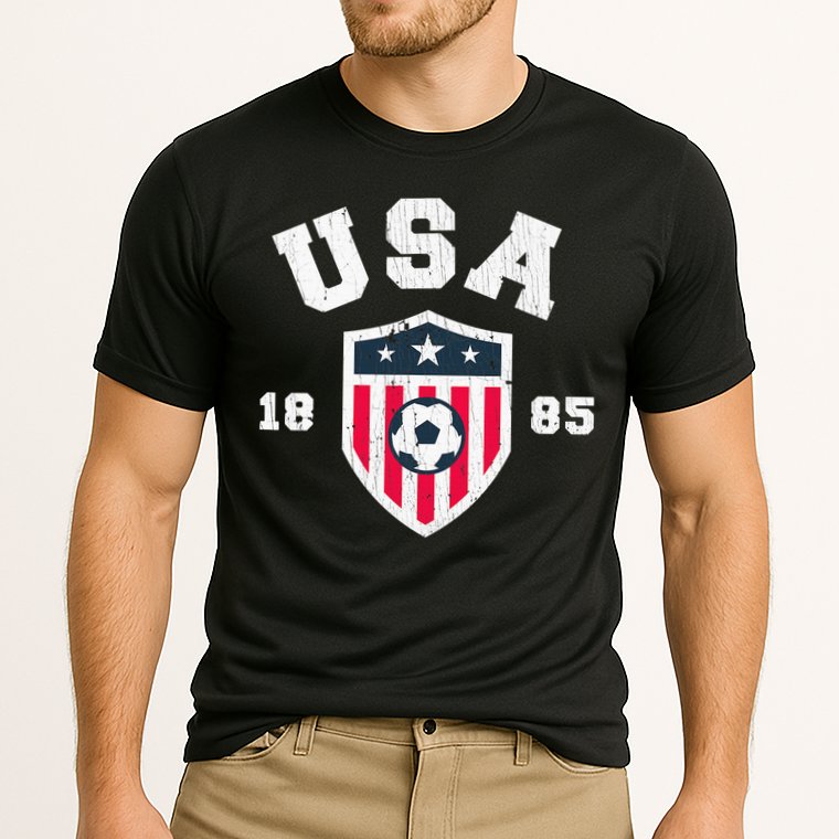 Vintage USA Soccer 1885 American Flag Football Cooling Performance Crew T-Shirt