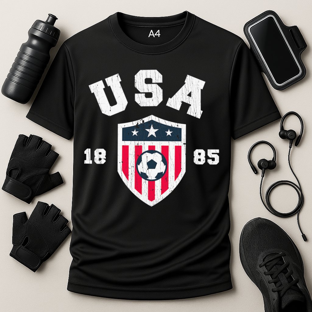 Vintage USA Soccer 1885 American Flag Football Cooling Performance Crew T-Shirt