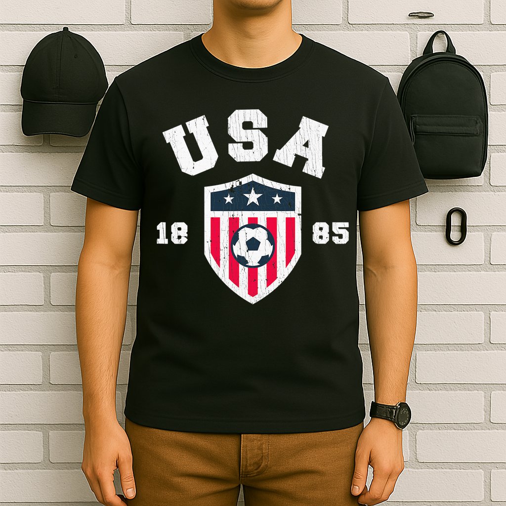 Vintage USA Soccer 1885 American Flag Football T-Shirt