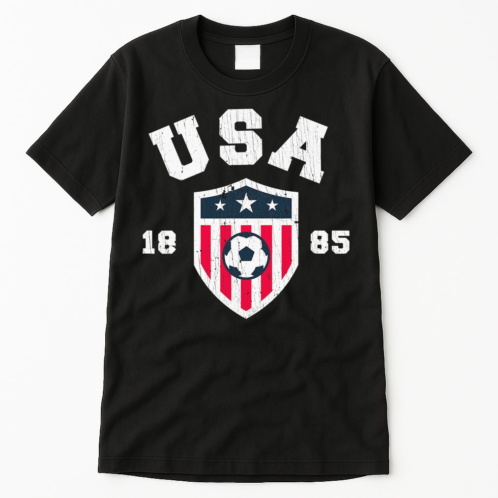 Vintage USA Soccer 1885 American Flag Football Tall T-Shirt