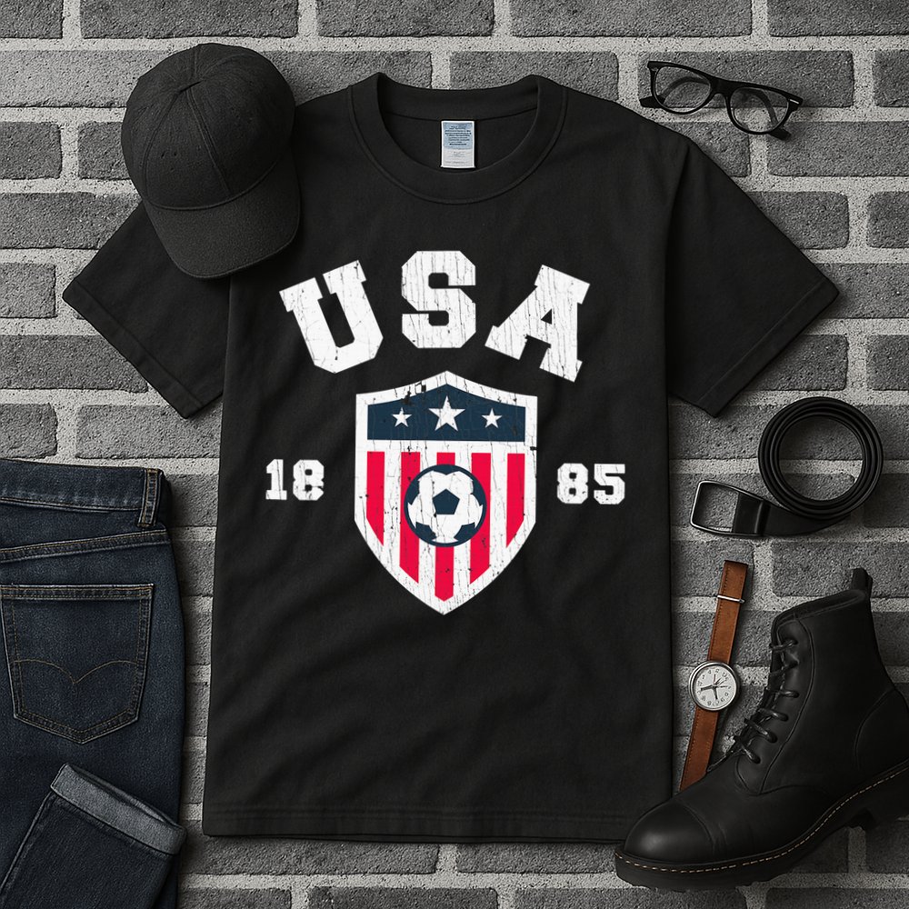 Vintage USA Soccer 1885 American Flag Football Tall T-Shirt