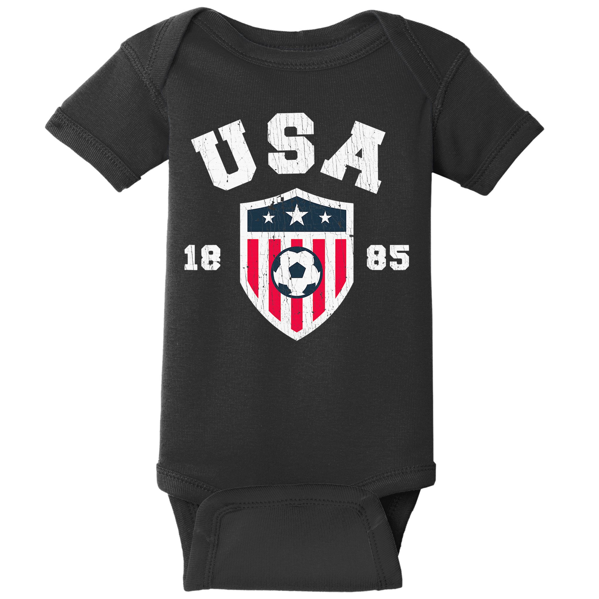Vintage USA Soccer 1885 American Flag Football Baby Bodysuit