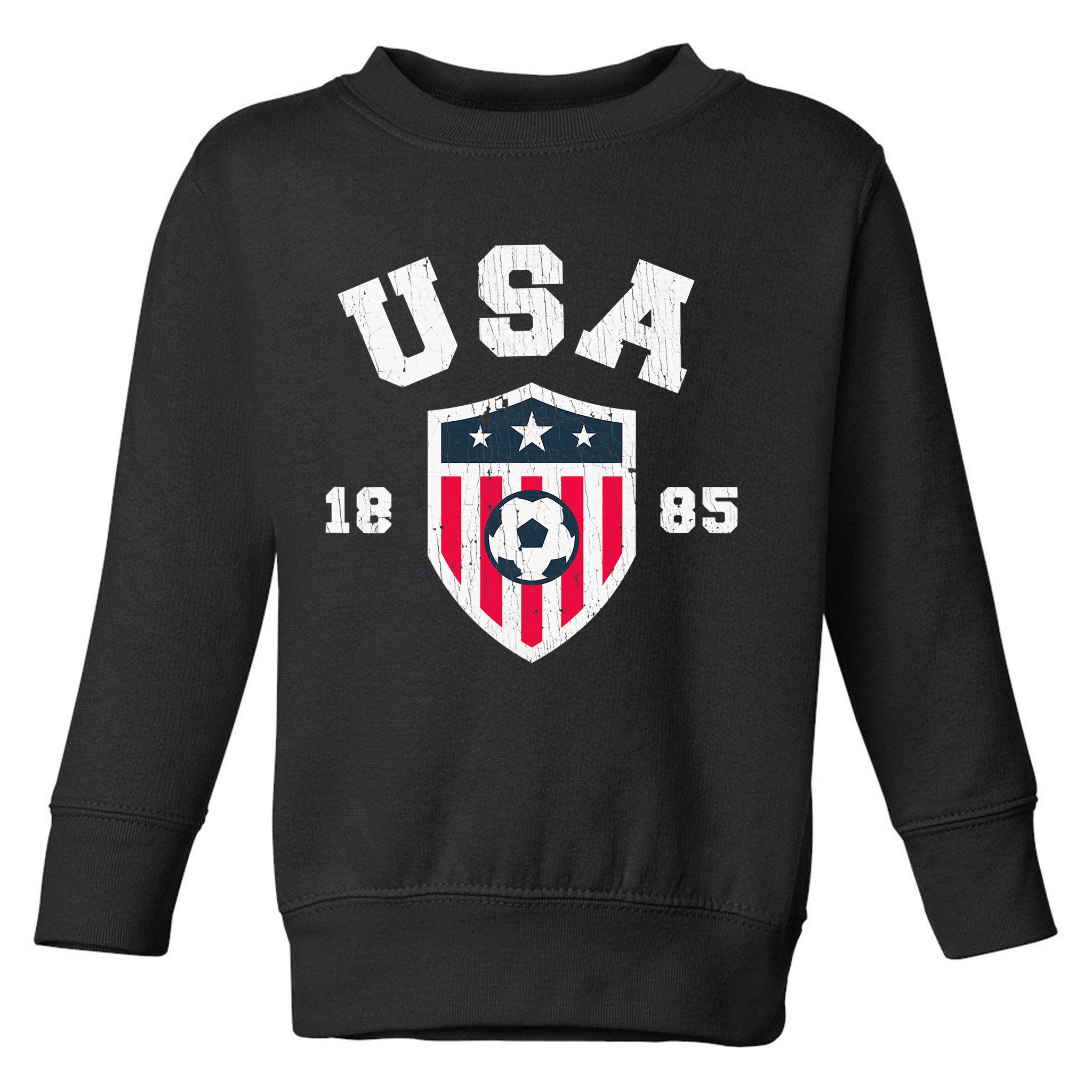 Vintage USA Soccer 1885 American Flag Football Toddler Sweatshirt