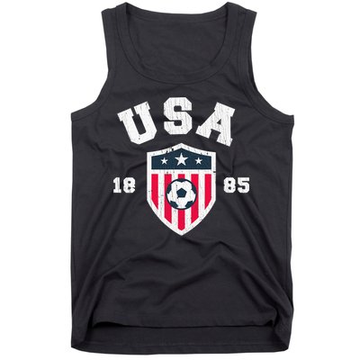 Vintage USA Soccer 1885 American Flag Football Tank Top