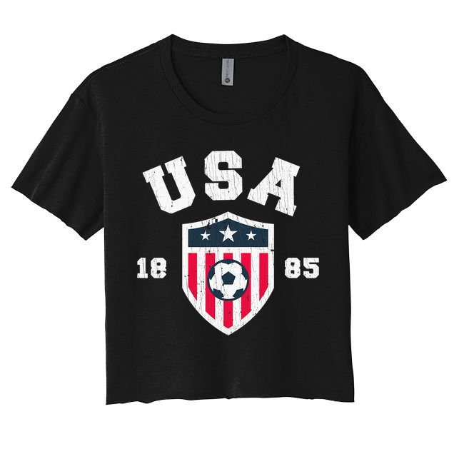 Vintage USA Soccer 1885 American Flag Football Crop Top