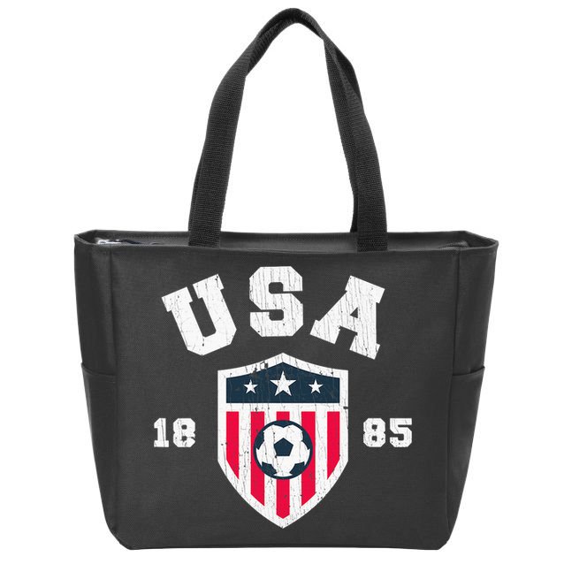 Vintage USA Soccer 1885 American Flag Football Zip Tote Bag