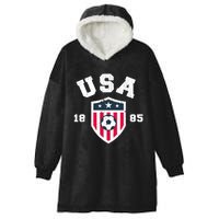 Vintage USA Soccer 1885 American Flag Football Hooded Wearable Blanket