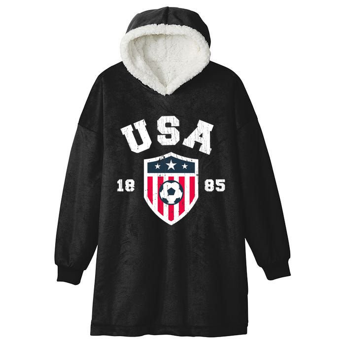 Vintage USA Soccer 1885 American Flag Football Hooded Wearable Blanket