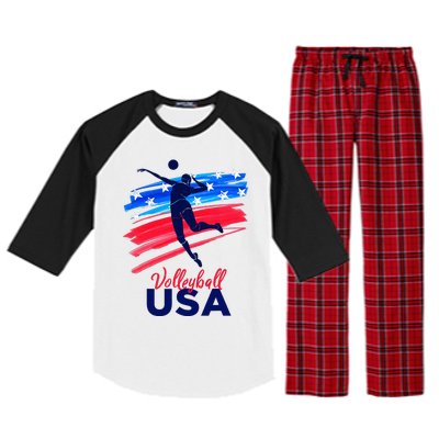 Volleyball Usa Support Raglan Sleeve Pajama Set