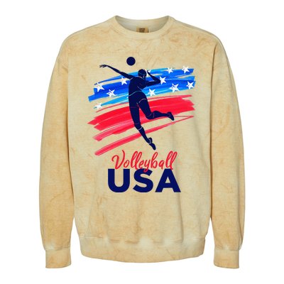 Volleyball Usa Support Colorblast Crewneck Sweatshirt