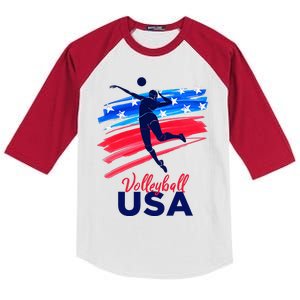 Volleyball Usa Support Kids Colorblock Raglan Jersey