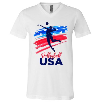 Volleyball Usa Support V-Neck T-Shirt