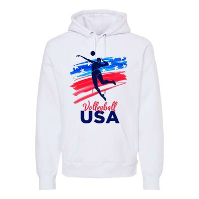 Volleyball Usa Support Premium Hoodie