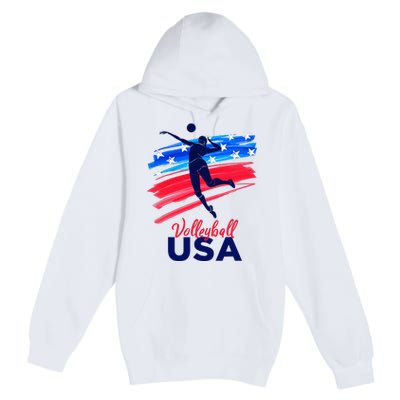 Volleyball Usa Support Premium Pullover Hoodie