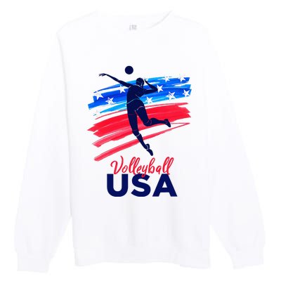 Volleyball Usa Support Premium Crewneck Sweatshirt