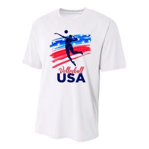 Volleyball Usa Support Youth Performance Sprint T-Shirt