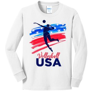 Volleyball Usa Support Kids Long Sleeve Shirt