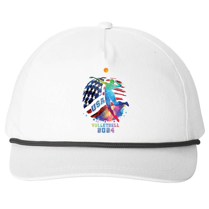 Volleyball Usa Support The United States American 2024 Snapback Five-Panel Rope Hat