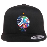 Volleyball Usa Support The United States American 2024 Flat Bill Trucker Hat