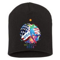 Volleyball Usa Support The United States American 2024 Short Acrylic Beanie