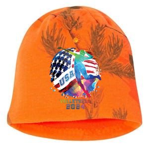 Volleyball Usa Support The United States American 2024 Kati - Camo Knit Beanie