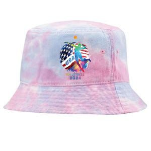 Volleyball Usa Support The United States American 2024 Tie-Dyed Bucket Hat