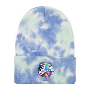 Volleyball Usa Support The United States American 2024 Tie Dye 12in Knit Beanie