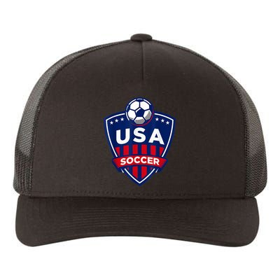 Vintage USA Soccer American Flag Football Jersey Yupoong Adult 5-Panel Trucker Hat
