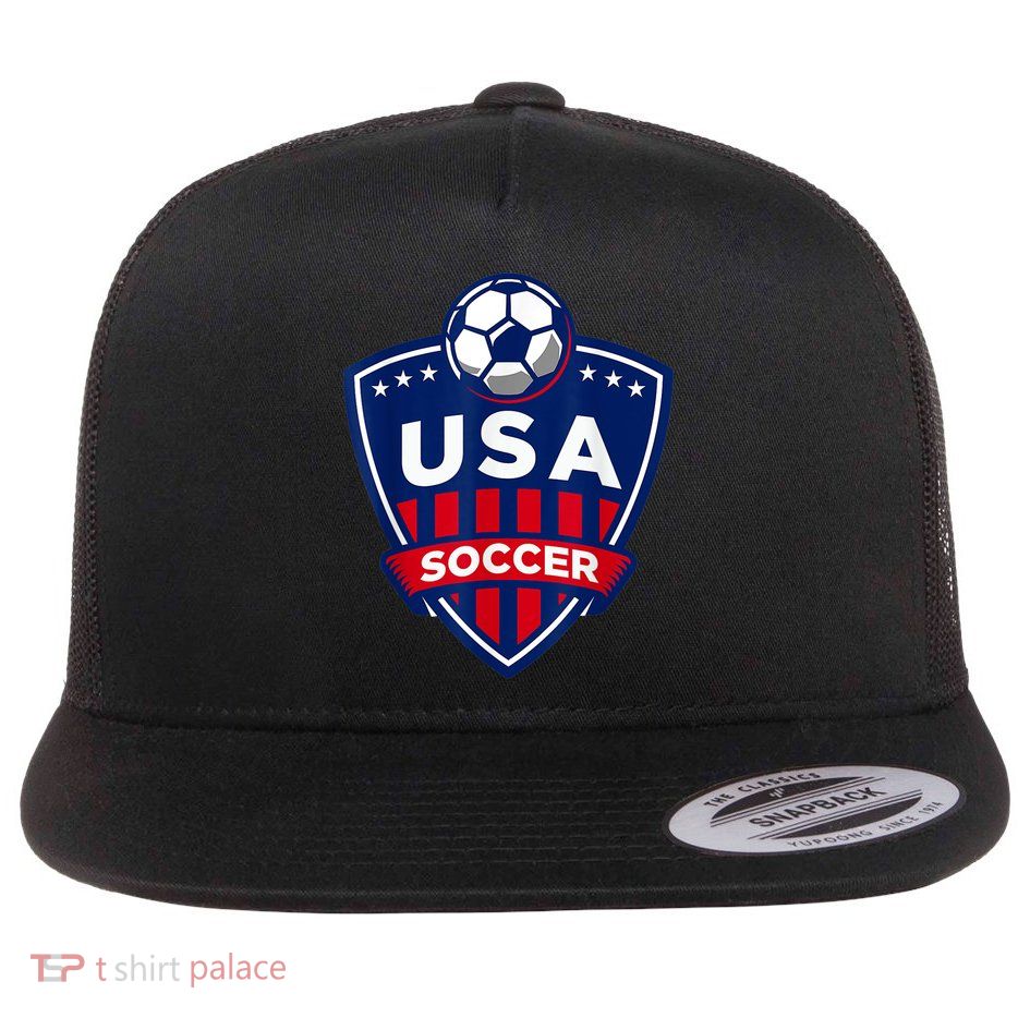 Vintage USA Soccer American Flag Football Jersey Flatbill Hat